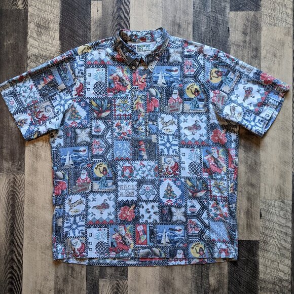 Reyn Spooner Kloth Christmas Santa Popover Shirt
